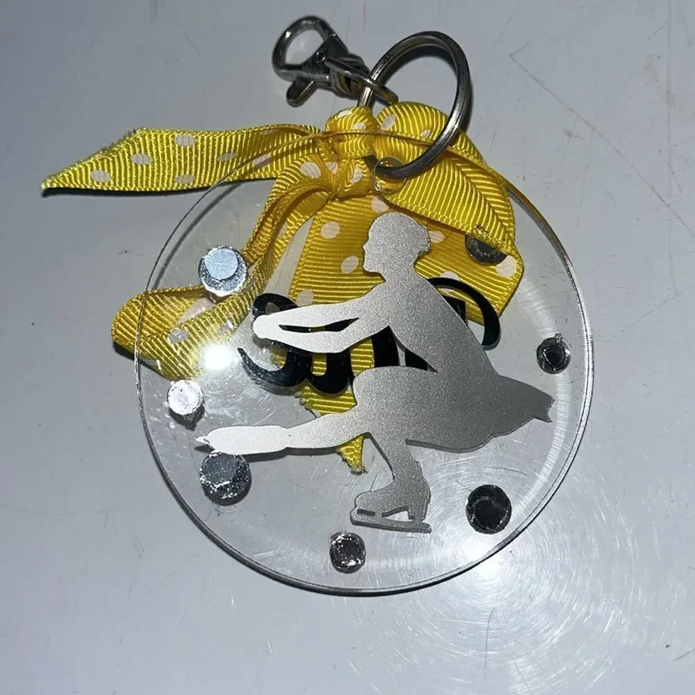 Rae Ice figure skating ice dancing girls plastic keychain